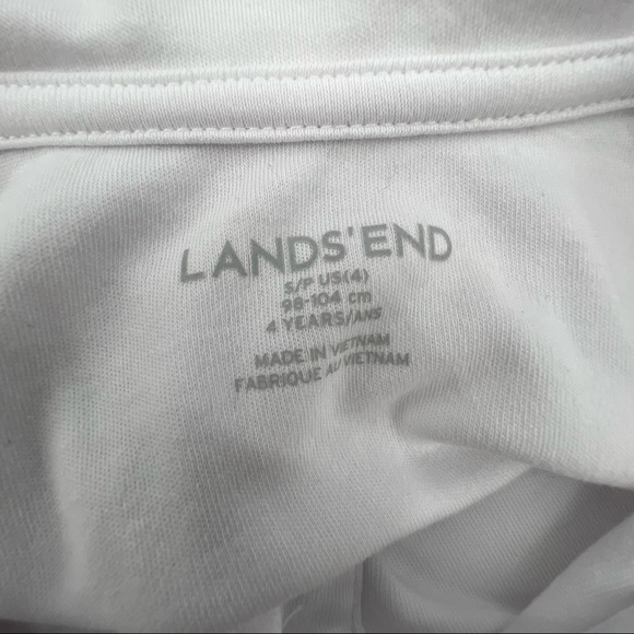 Lands End White Long Sleeve Peter Pan Collar Button Up Shirt Size 4 Girl’s - Picture 2 of 7
